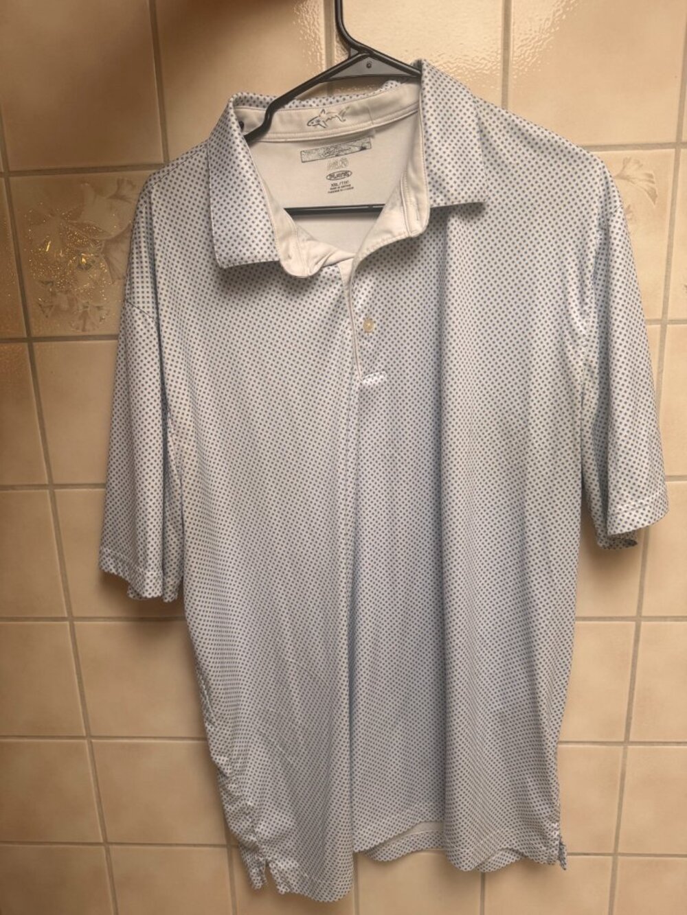 Greg Norman Play Dry Golf Polo - Blue Diamond Print, Mens XXL